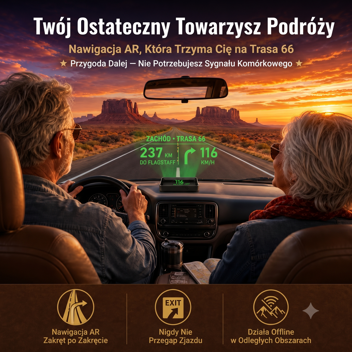 Inteligentny Wyświetlacz Samochodowy HUD GPS z Nawigacją AR i Antyradarem