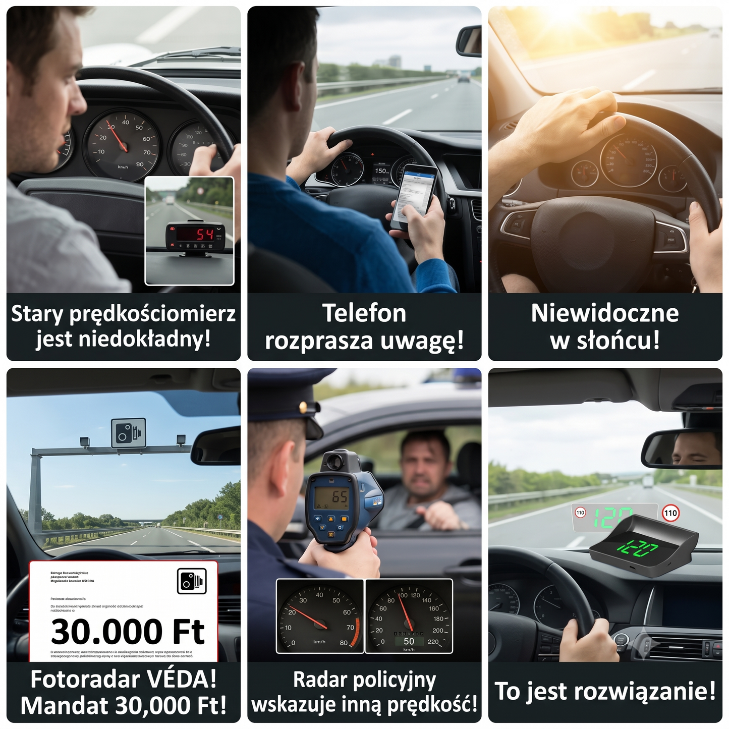 Inteligentny Wyświetlacz Samochodowy HUD GPS z Nawigacją AR i Antyradarem