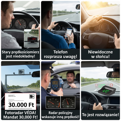 Inteligentny Wyświetlacz Samochodowy HUD GPS z Nawigacją AR i Antyradarem