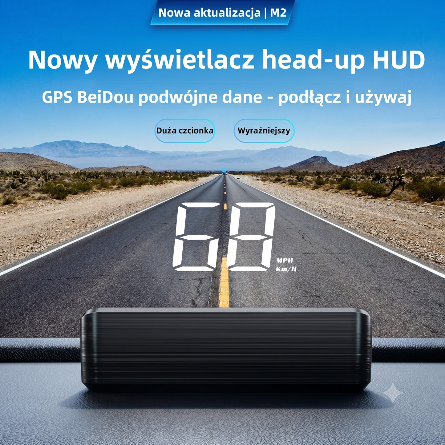 Inteligentny Wyświetlacz Samochodowy HUD GPS z Nawigacją AR i Antyradarem