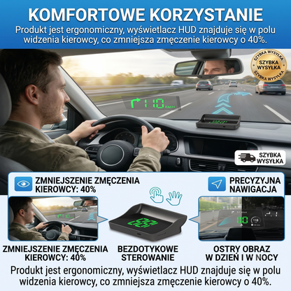 Inteligentny Wyświetlacz Samochodowy HUD GPS z Nawigacją AR i Antyradarem