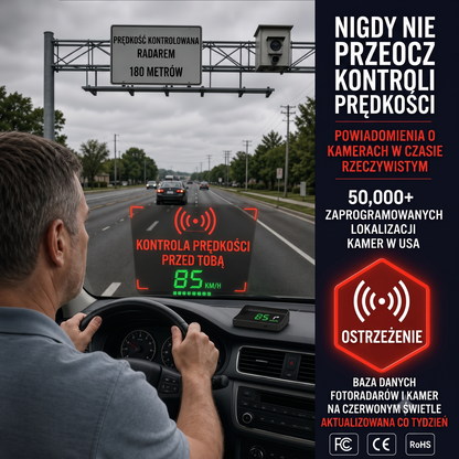 Inteligentny Wyświetlacz Samochodowy HUD GPS z Nawigacją AR i Antyradarem